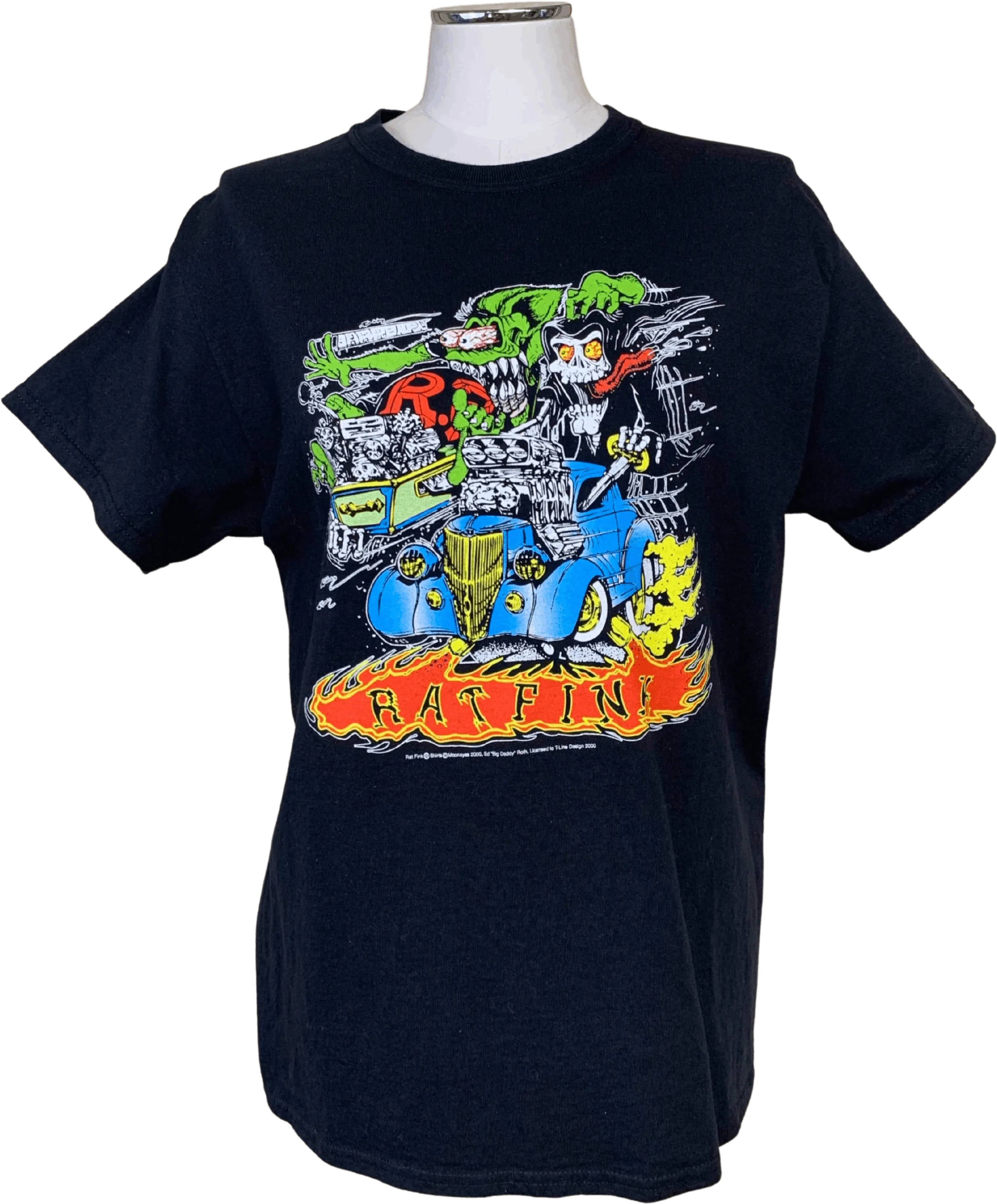 Retro 2000s Black Rat Fink Graphic T-Shirt