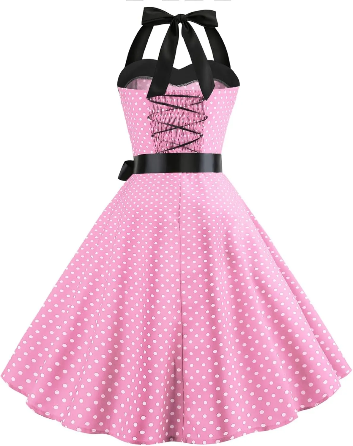 1950s Dresses for Women Vintage Retro Cocktail Party Swing Dresses Halter 50s Polka Dot Dress