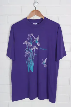 1990 Vintage Purple Tennessee Bird & Flower Glitter Detail Tee (L)