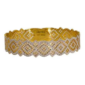22K Multi Tone Gold Bangle W/ Yellow & White Gold Open Dot Design