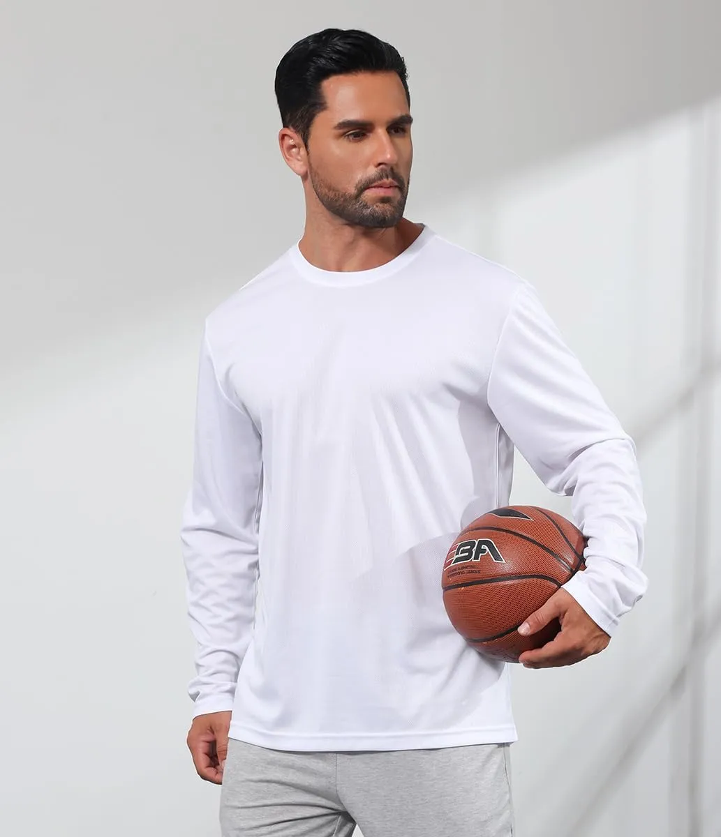 3 Pack Men's Long Sleeve Shirts Quick Dry Moisture Wicking Lightweight Sun Protection T Shirt for Running Outdoor Activities