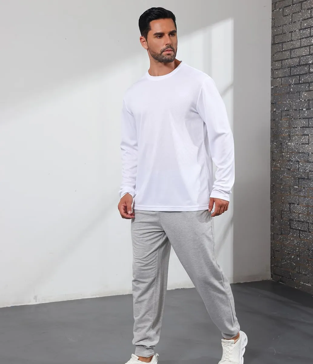 3 Pack Men's Long Sleeve Shirts Quick Dry Moisture Wicking Lightweight Sun Protection T Shirt for Running Outdoor Activities