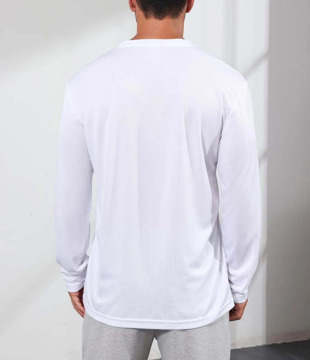 3 Pack Men's Long Sleeve Shirts Quick Dry Moisture Wicking Lightweight Sun Protection T Shirt for Running Outdoor Activities