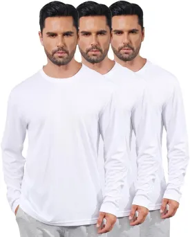 3 Pack Men's Long Sleeve Shirts Quick Dry Moisture Wicking Lightweight Sun Protection T Shirt for Running Outdoor Activities