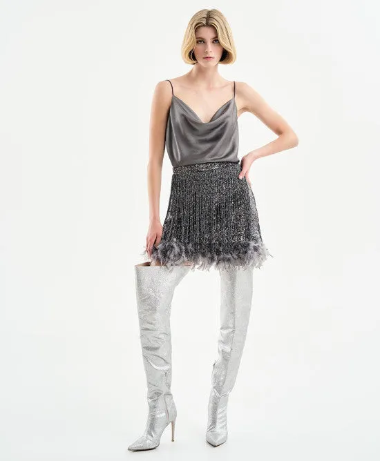 ACCESS FASHION - Top in raso con retro in paillettes