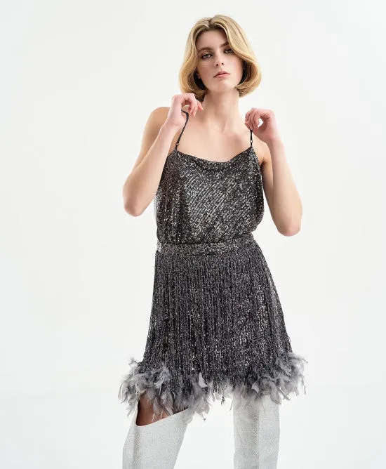 ACCESS FASHION - Top in raso con retro in paillettes