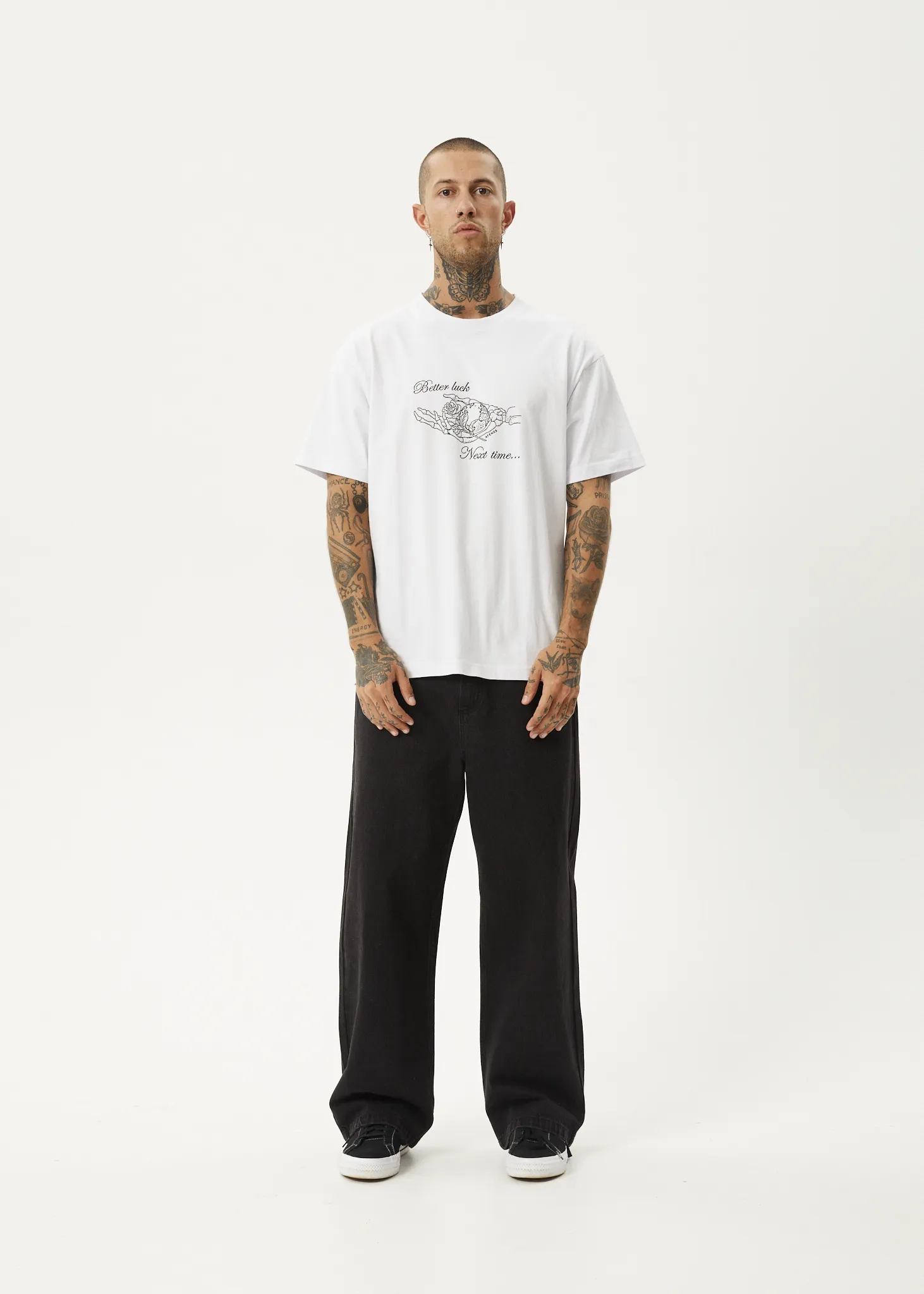 AFENDS Mens Bad Luck - Heavy Boxy Fit Tee - White