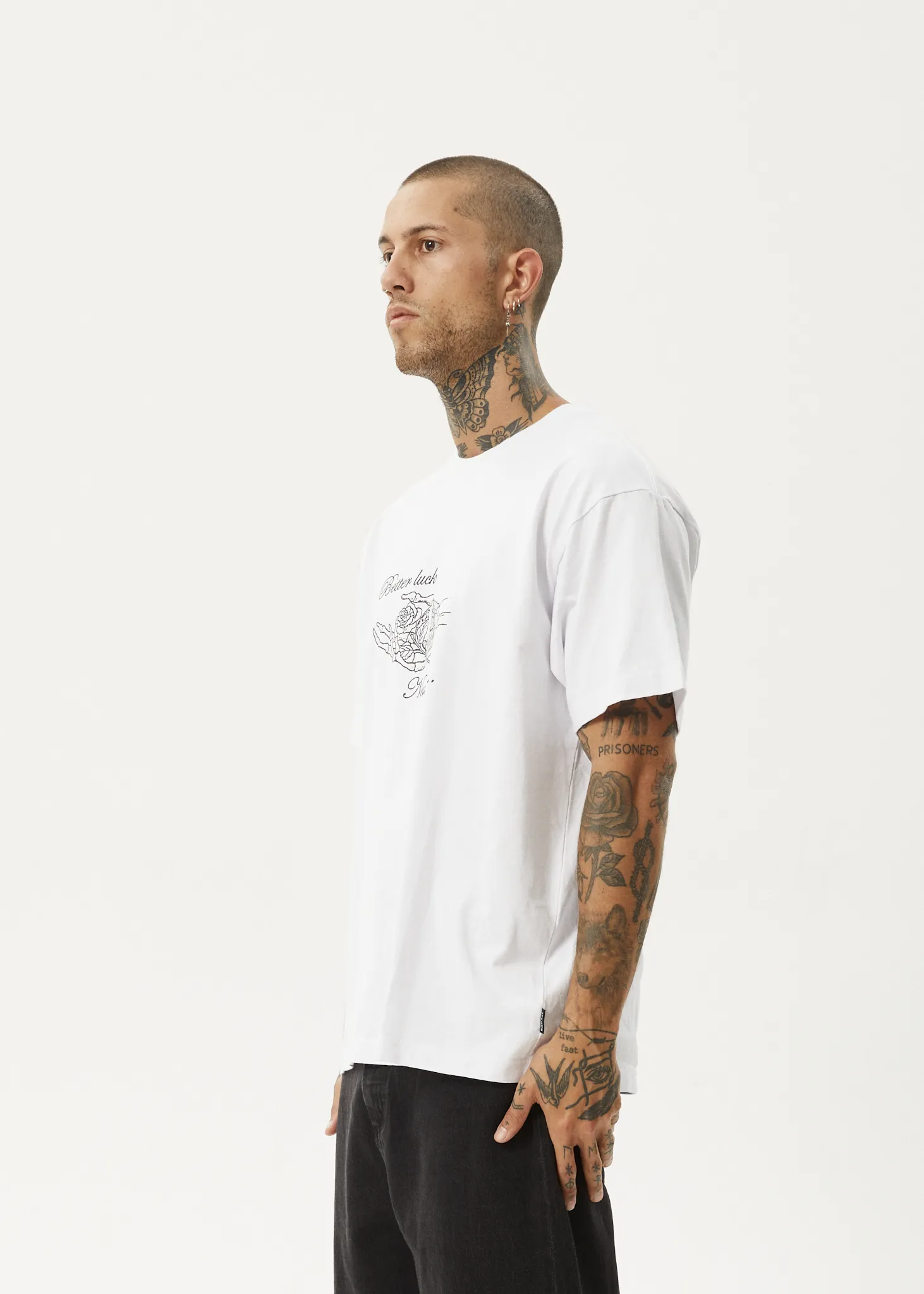 AFENDS Mens Bad Luck - Heavy Boxy Fit Tee - White