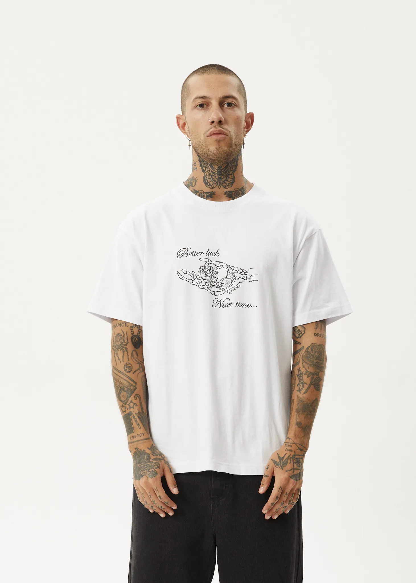 AFENDS Mens Bad Luck - Heavy Boxy Fit Tee - White