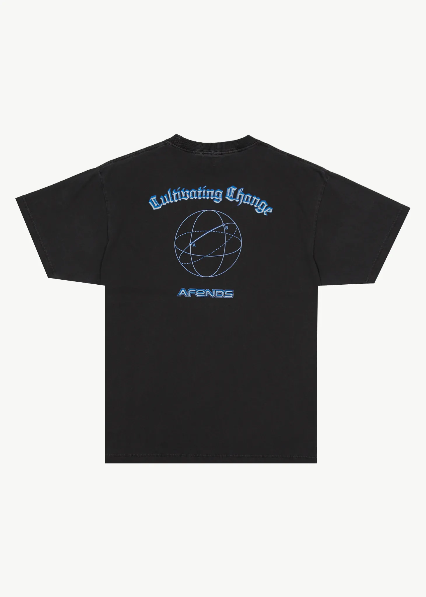 AFENDS Mens Globalisation - Boxy T-Shirt - Stone Black
