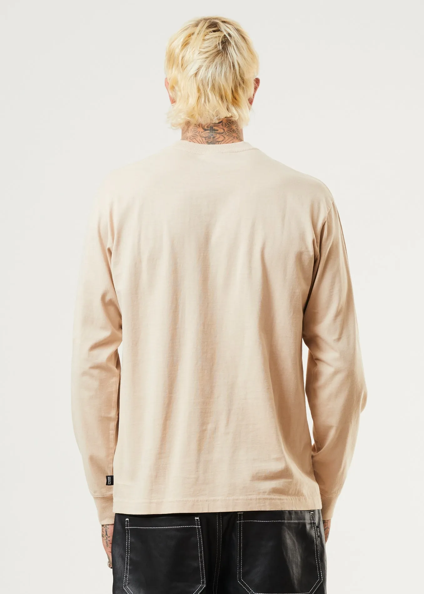 AFENDS Mens Machine - Long Sleeve T-Shirt - Bone