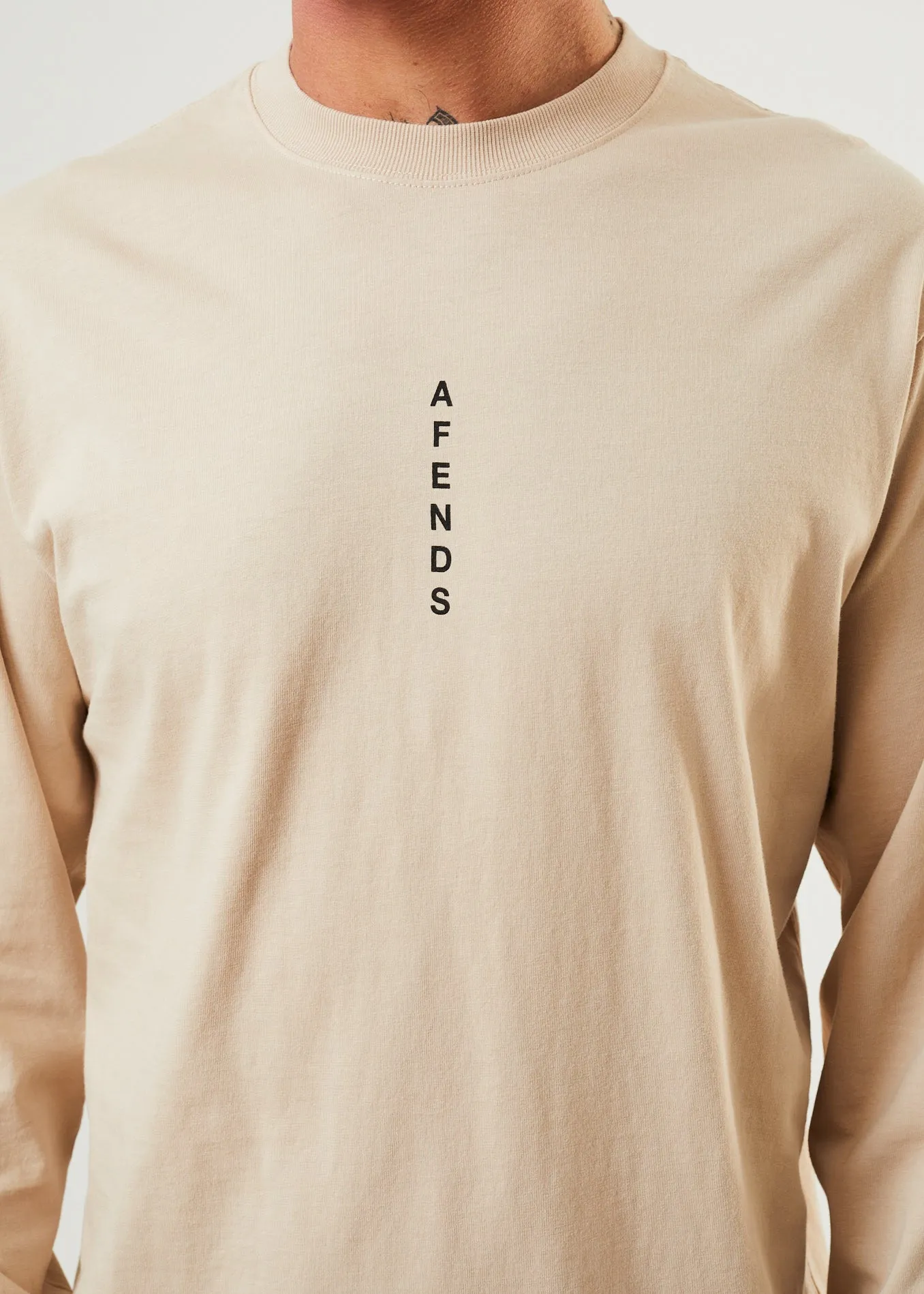 AFENDS Mens Machine - Long Sleeve T-Shirt - Bone