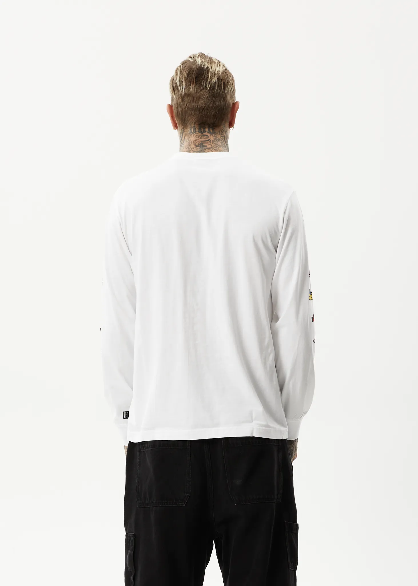 AFENDS Mens Wahzoo - Long Sleeve Graphic T-Shirt - White