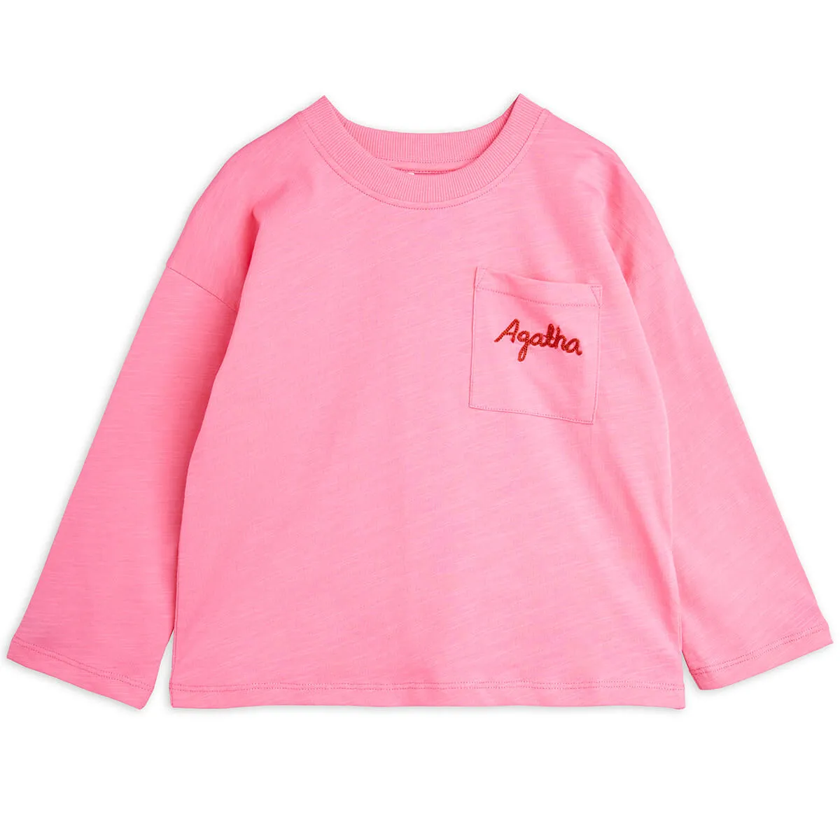 Agatha Embroidered Long Sleeve Tee in Pink by Mini Rodini