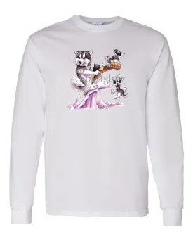 Alaskan Malamute - Toboggan - Caricature - Long Sleeve T-Shirt