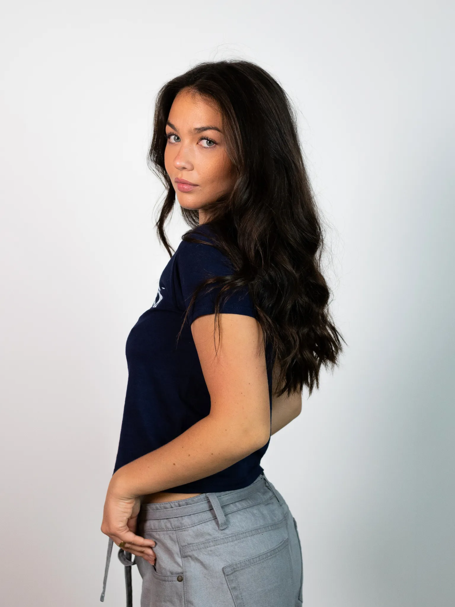 ALBANIA, BABY TEE - NAVY