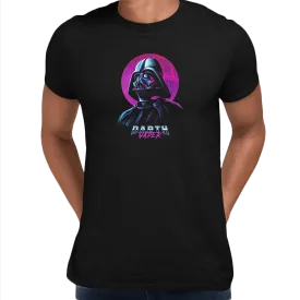 Amazing Darth Vader and a Death Star Movie Crew Neck Neon Punk Retro Black t shirt