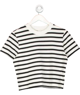 & Other Stories Black / White Striped Boxy Cropped T-shirt UK L