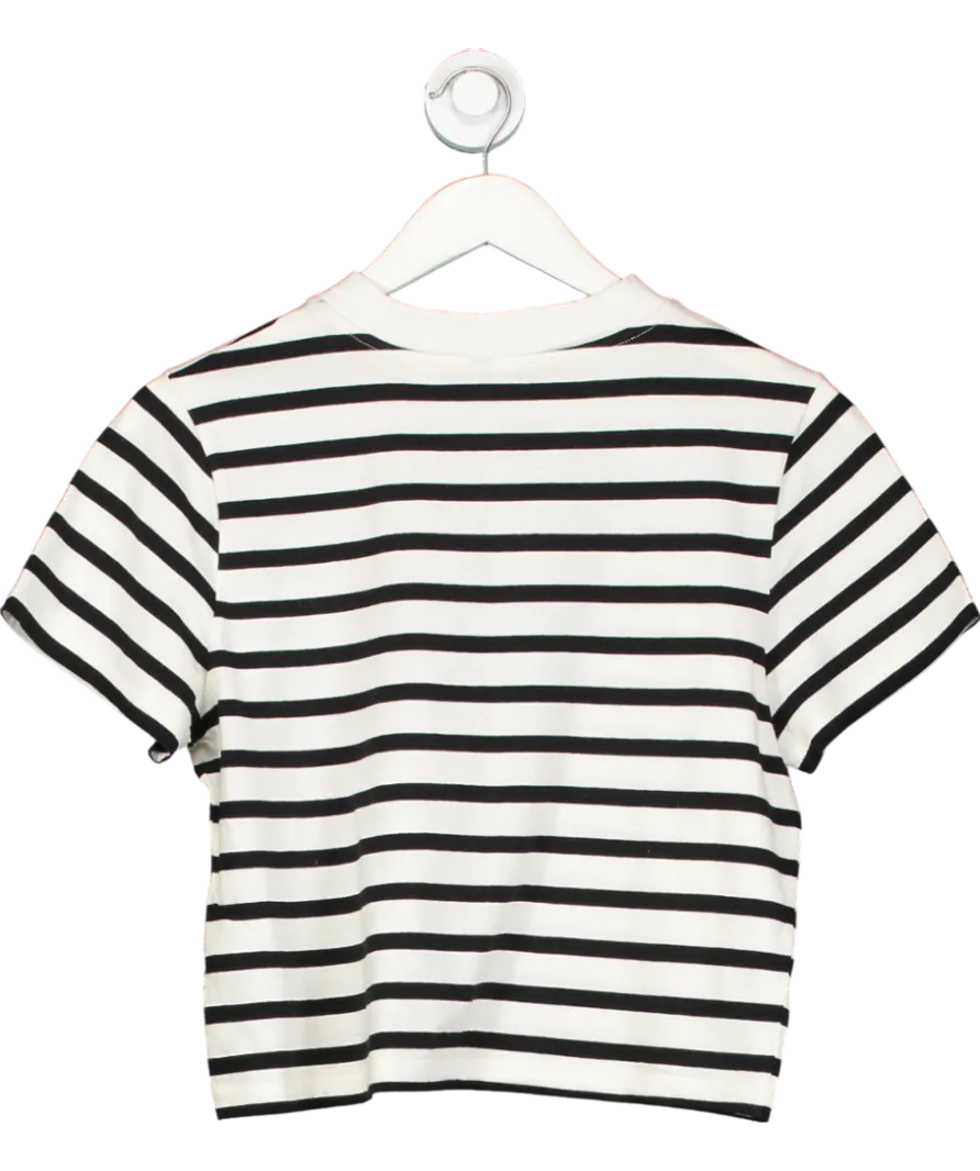 & Other Stories Black / White Striped Boxy Cropped T-shirt UK L