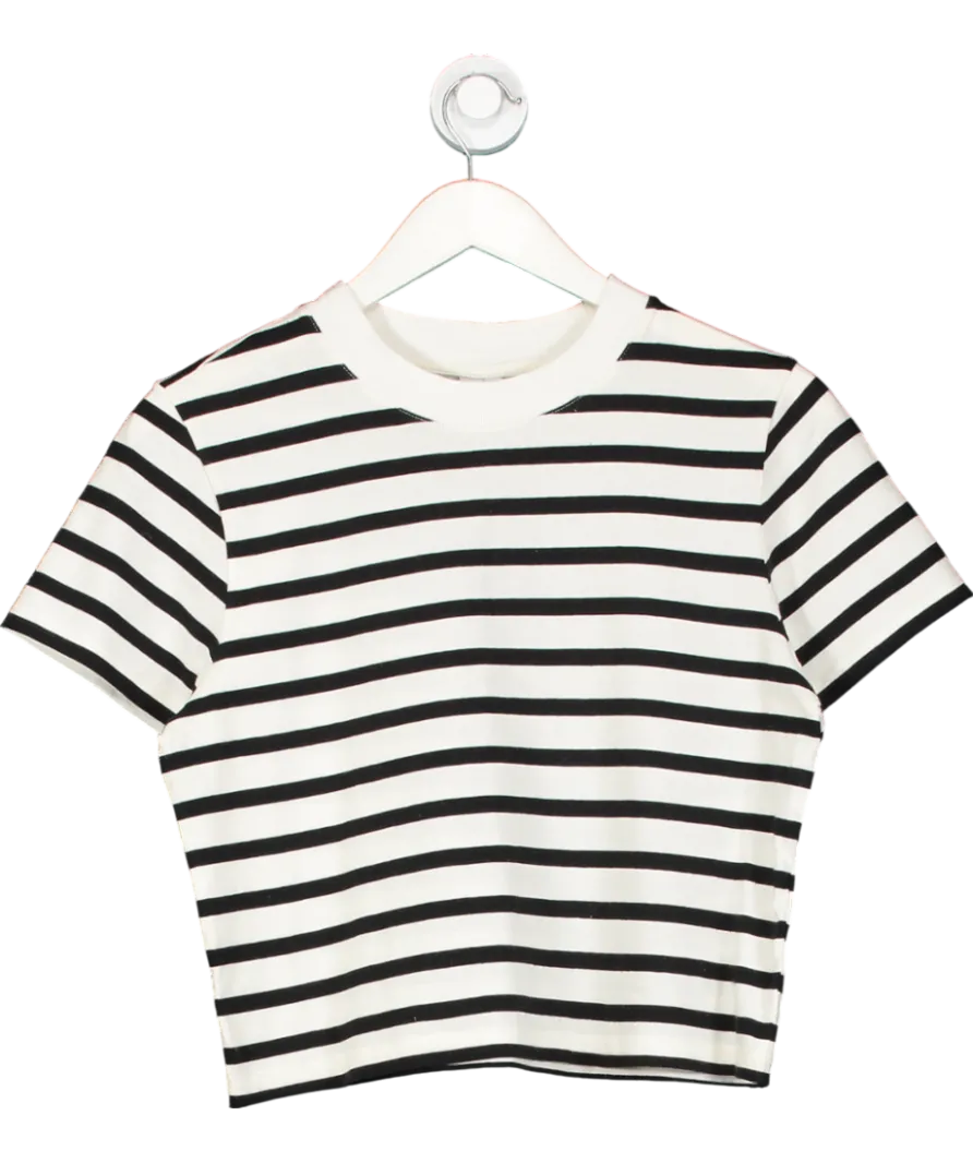 & Other Stories Black / White Striped Boxy Cropped T-shirt UK L