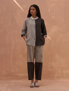 Ann Color-Blocked Shirt - Charcoal