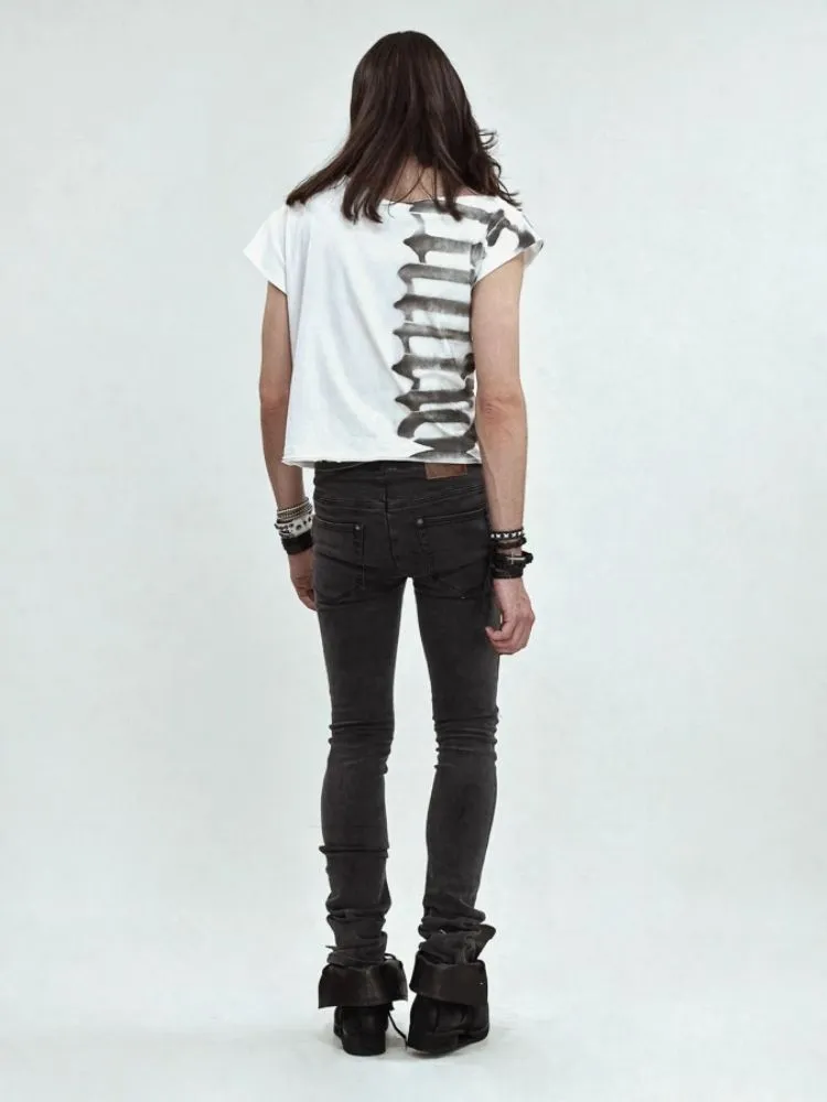 Asymmetric pleated strapless slash neck short sleeve T-shirt【s0000006684】