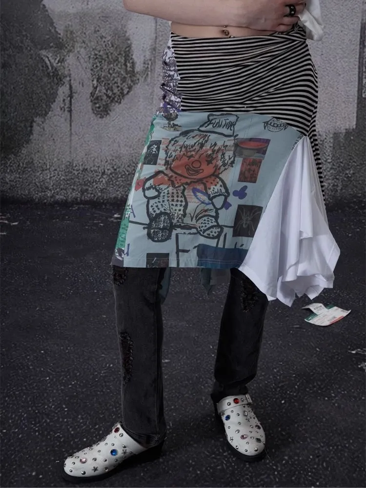 Asymmetric pleated strapless slash neck short sleeve T-shirt【s0000006684】
