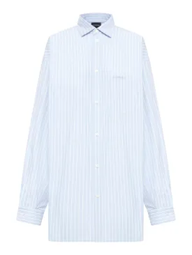 ASYMMETRIC SHIRT COTTON STRIPE POPLIN