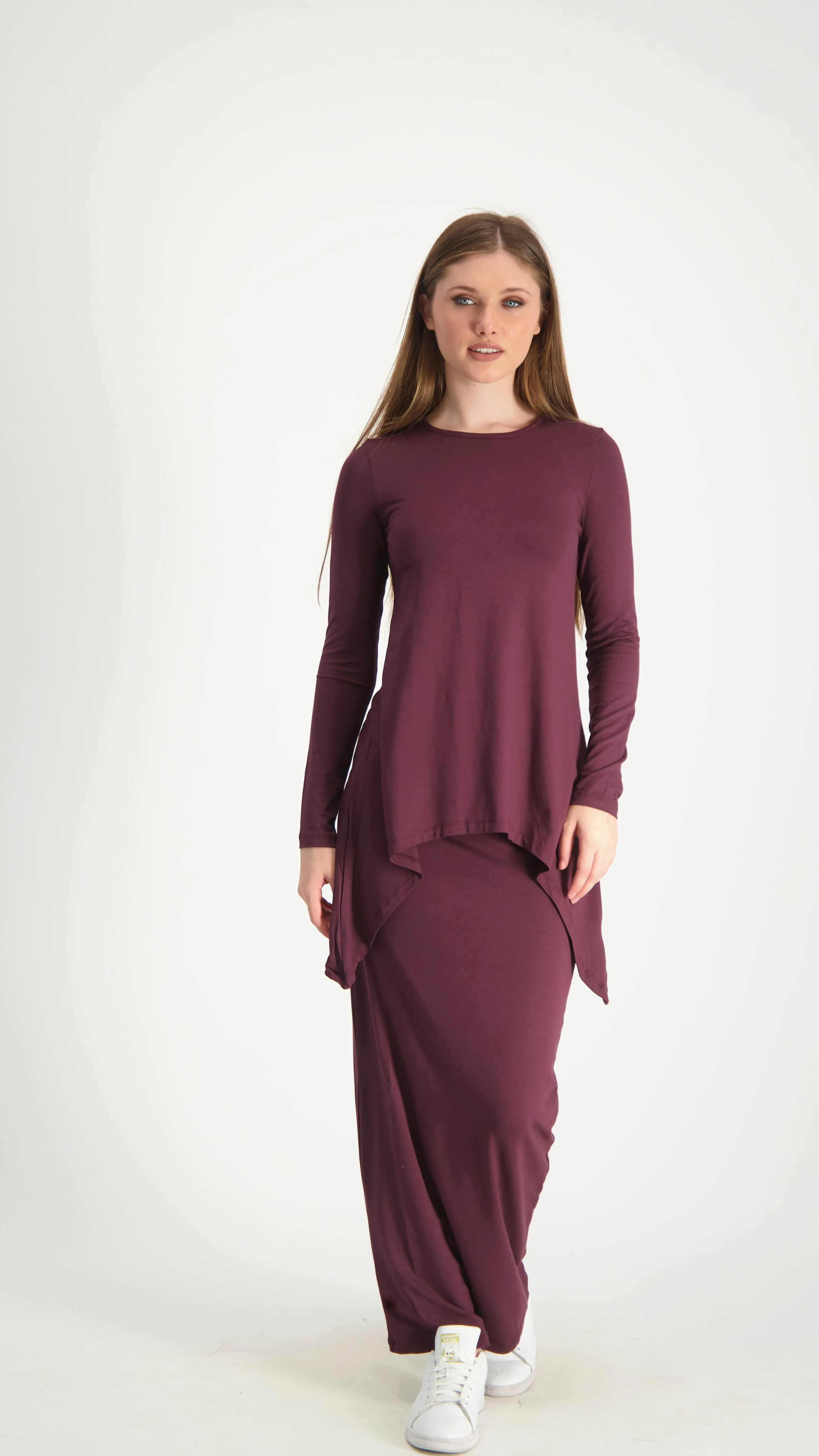 Asymmetric T-shirt / Burgandy