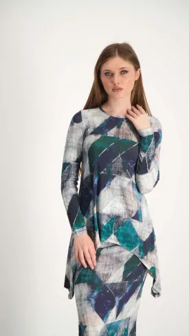 Asymmetric T-shirt / Green Geometry