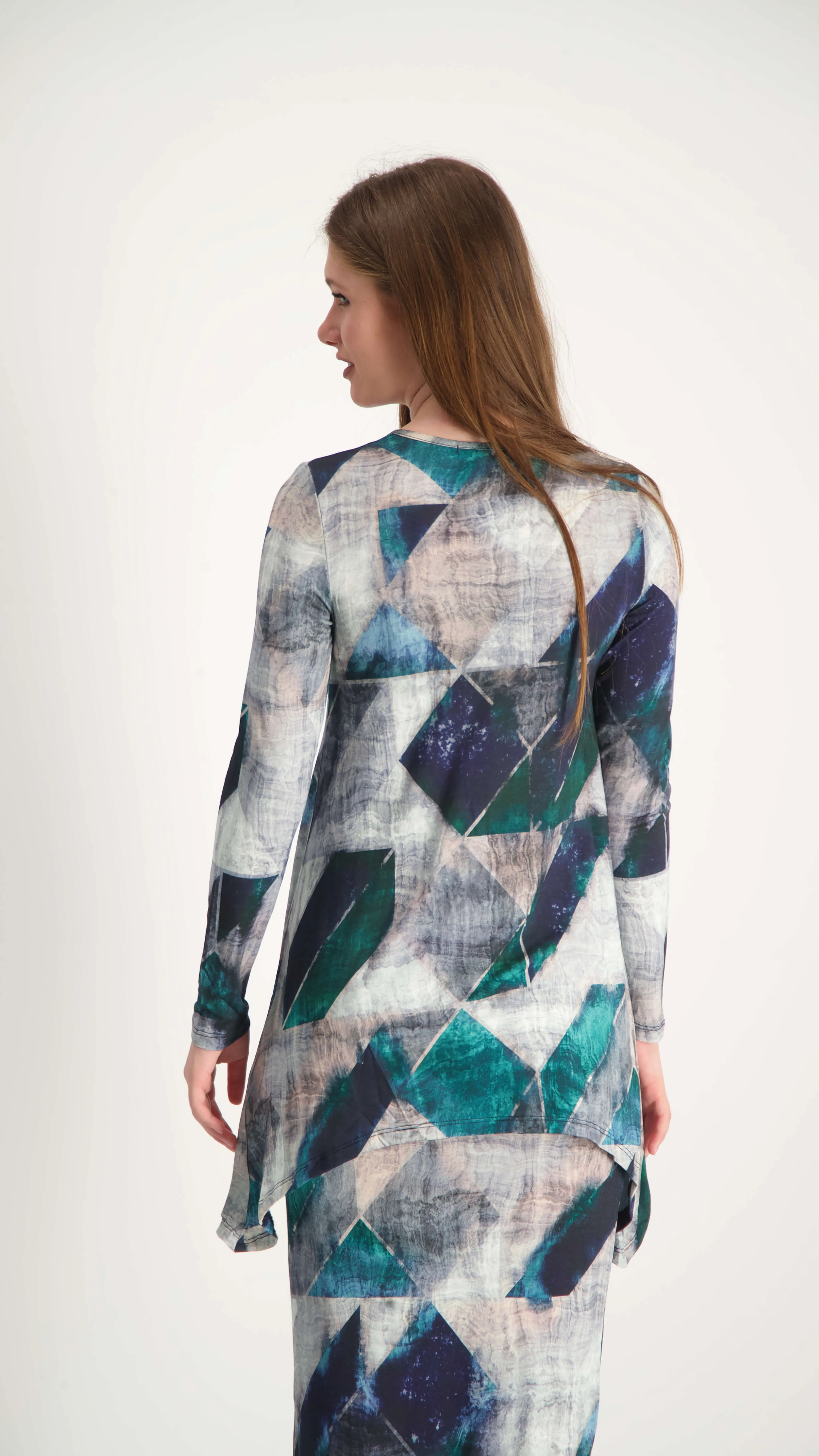 Asymmetric T-shirt / Green Geometry