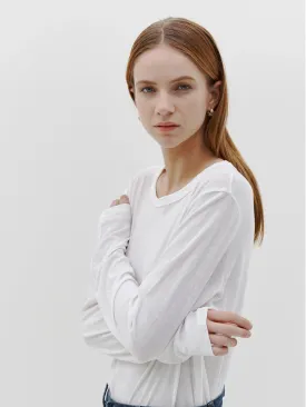 Bassike Regular Scoop Hem L/S T.Shirt - White