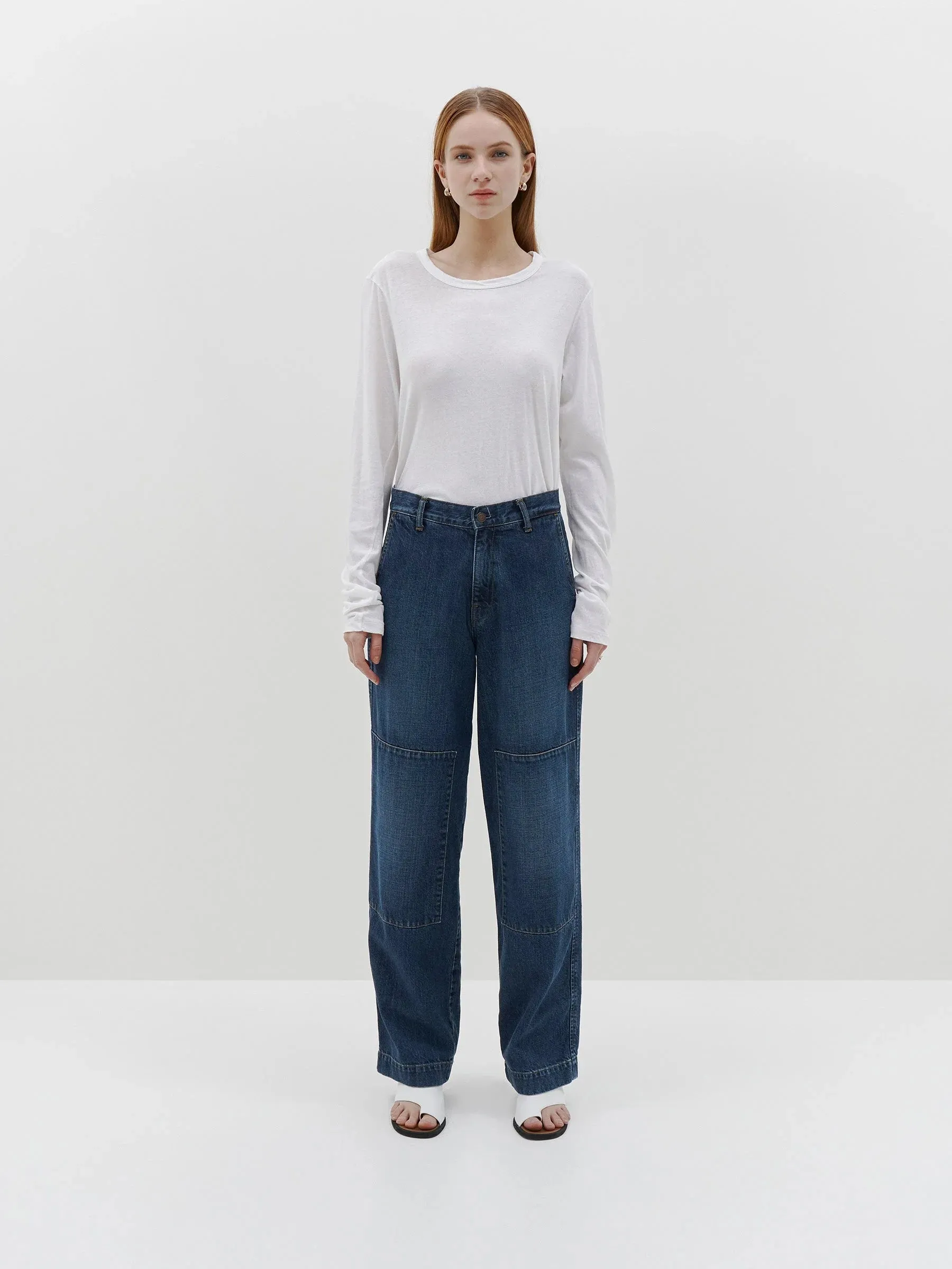 Bassike Regular Scoop Hem L/S T.Shirt - White