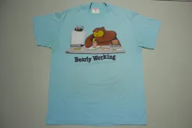 Bearly Working 1989 Graphics West Vintage 80's Funny Cartoon T-Shirt