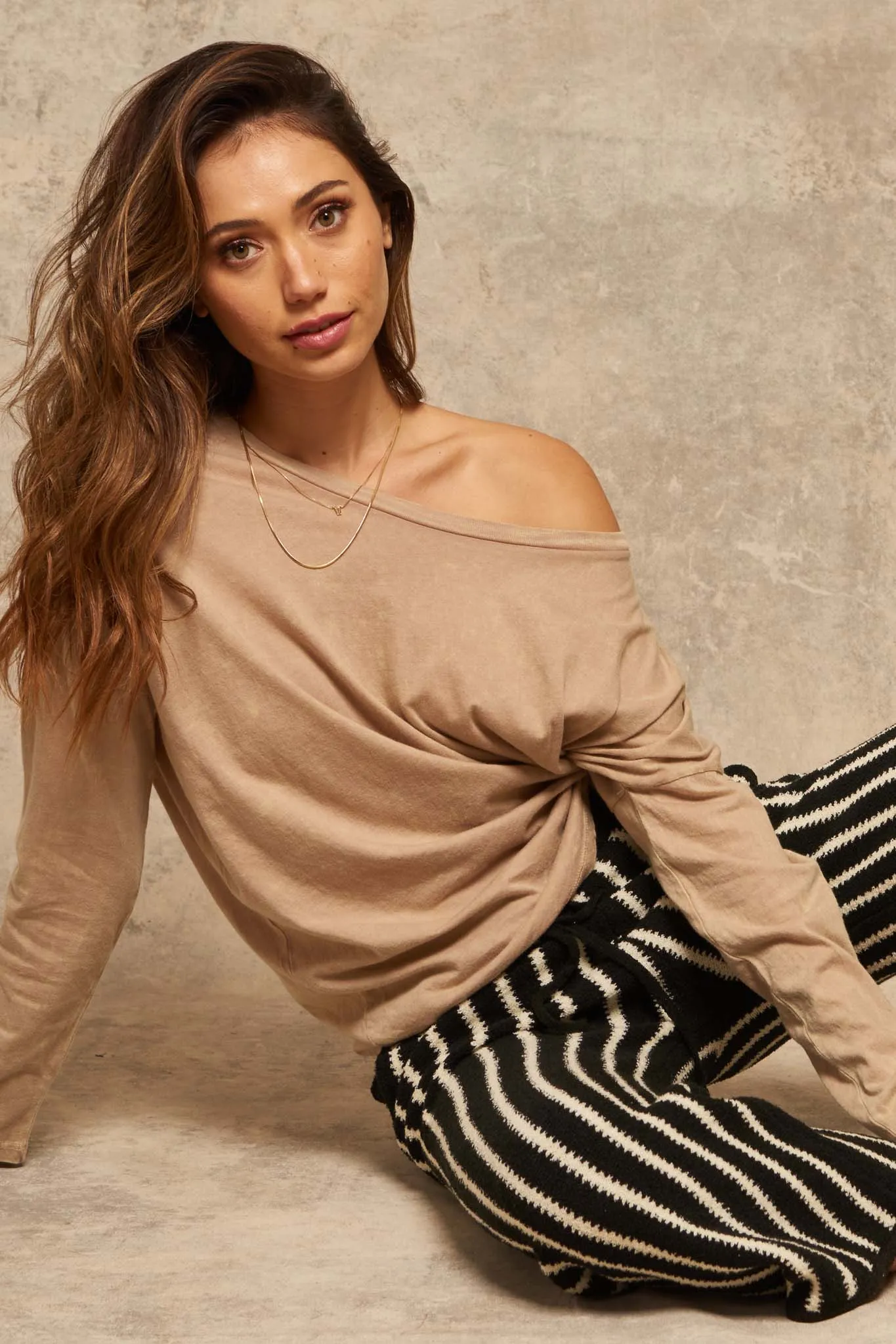 Big Happy Vintage-Washed Oversize Long-Sleeve Tee