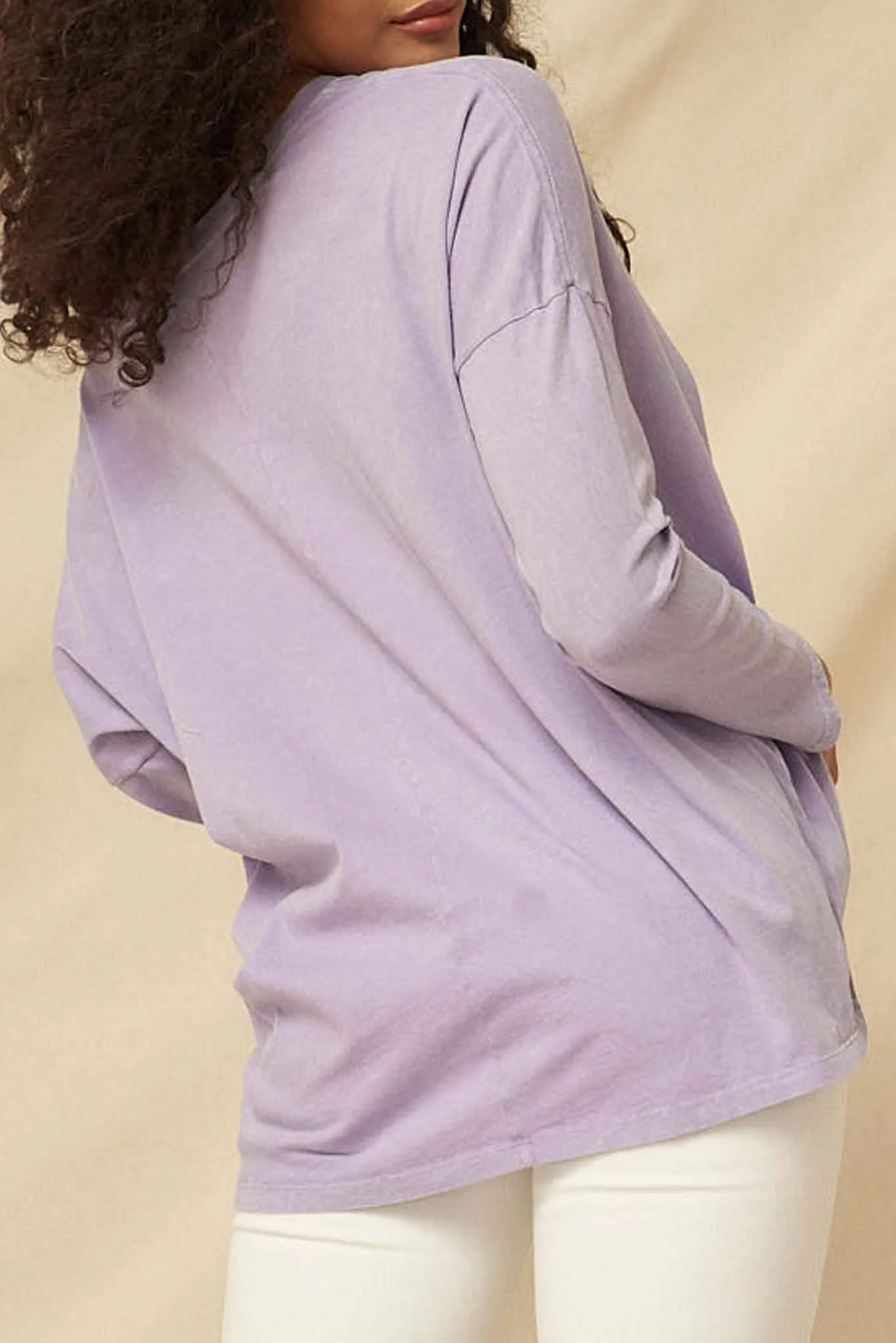 Big Happy Vintage-Washed Oversize Long-Sleeve Tee