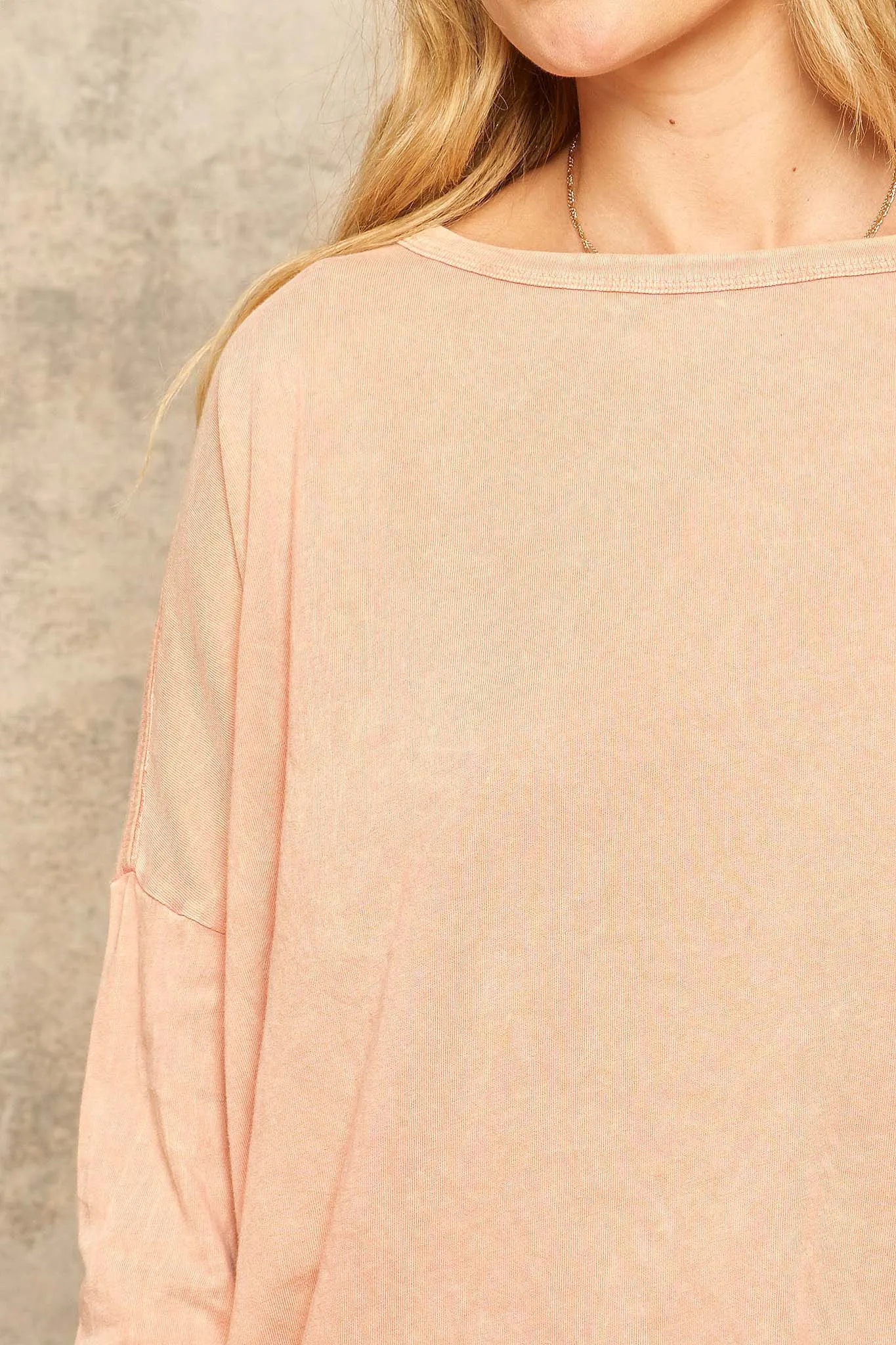 Big Happy Vintage-Washed Oversize Long-Sleeve Tee