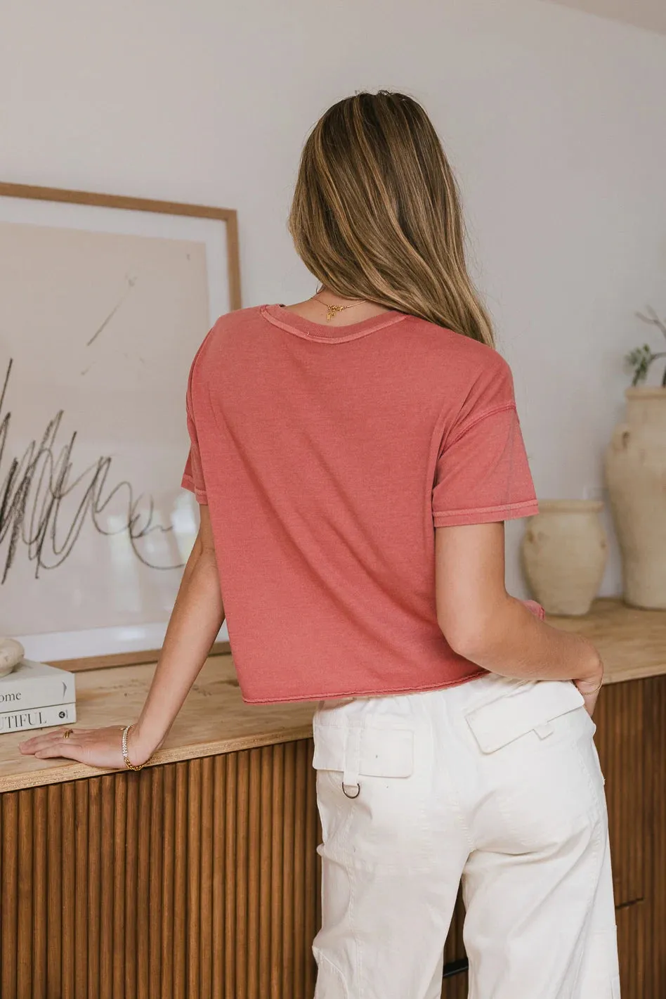 Billie Cropped T-Shirt in Rust - FINAL SALE