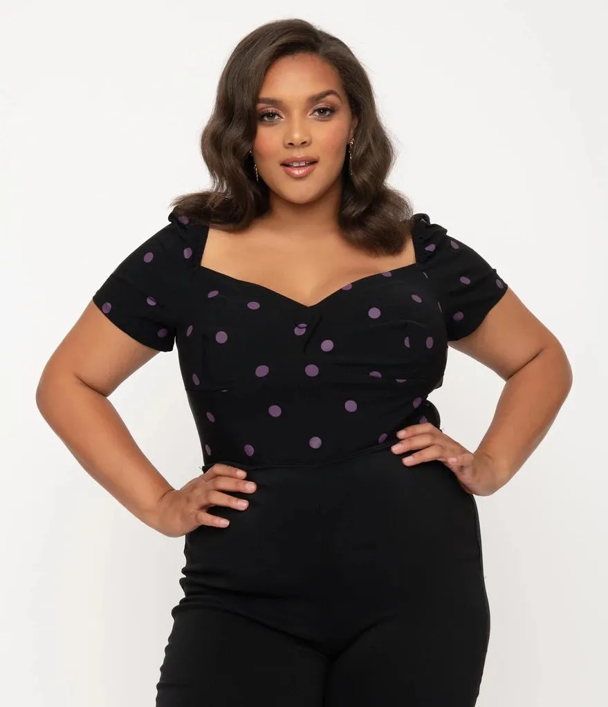 Black and Purple Polka Dot Nora Top