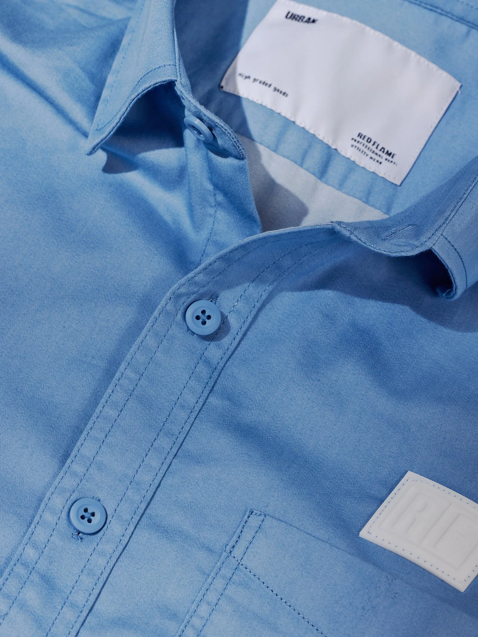 Blue Stretch Denim Solid Shirt