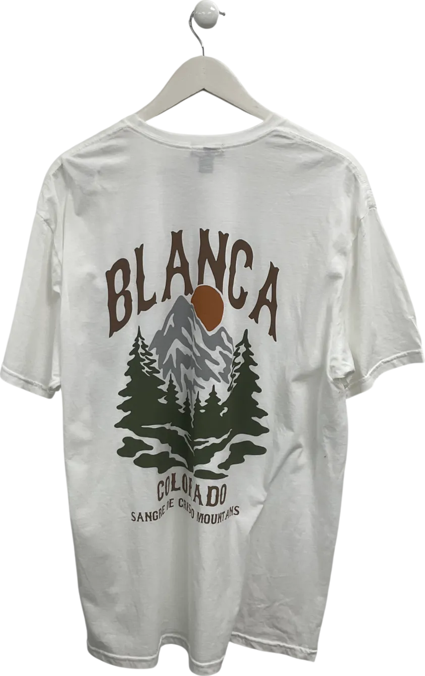 boohooMan White Oversized Colorado Mountains Graphic T Shirt UK M