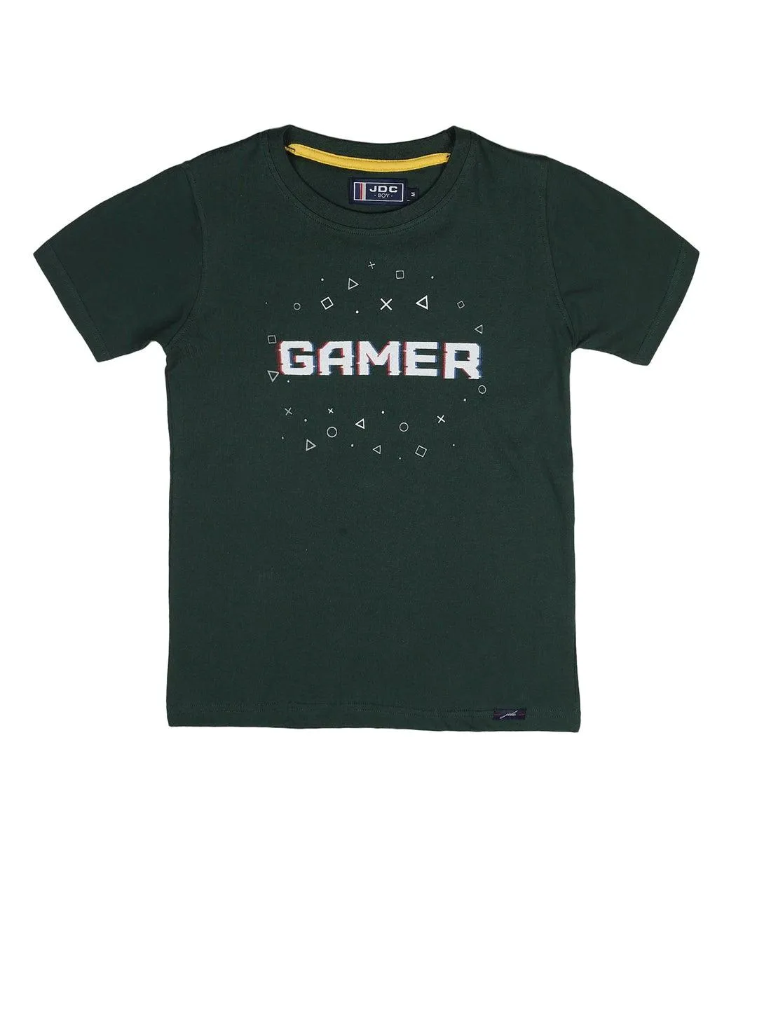 BOY'S GREEN PRINT REGULAR FIT T.SHIRT