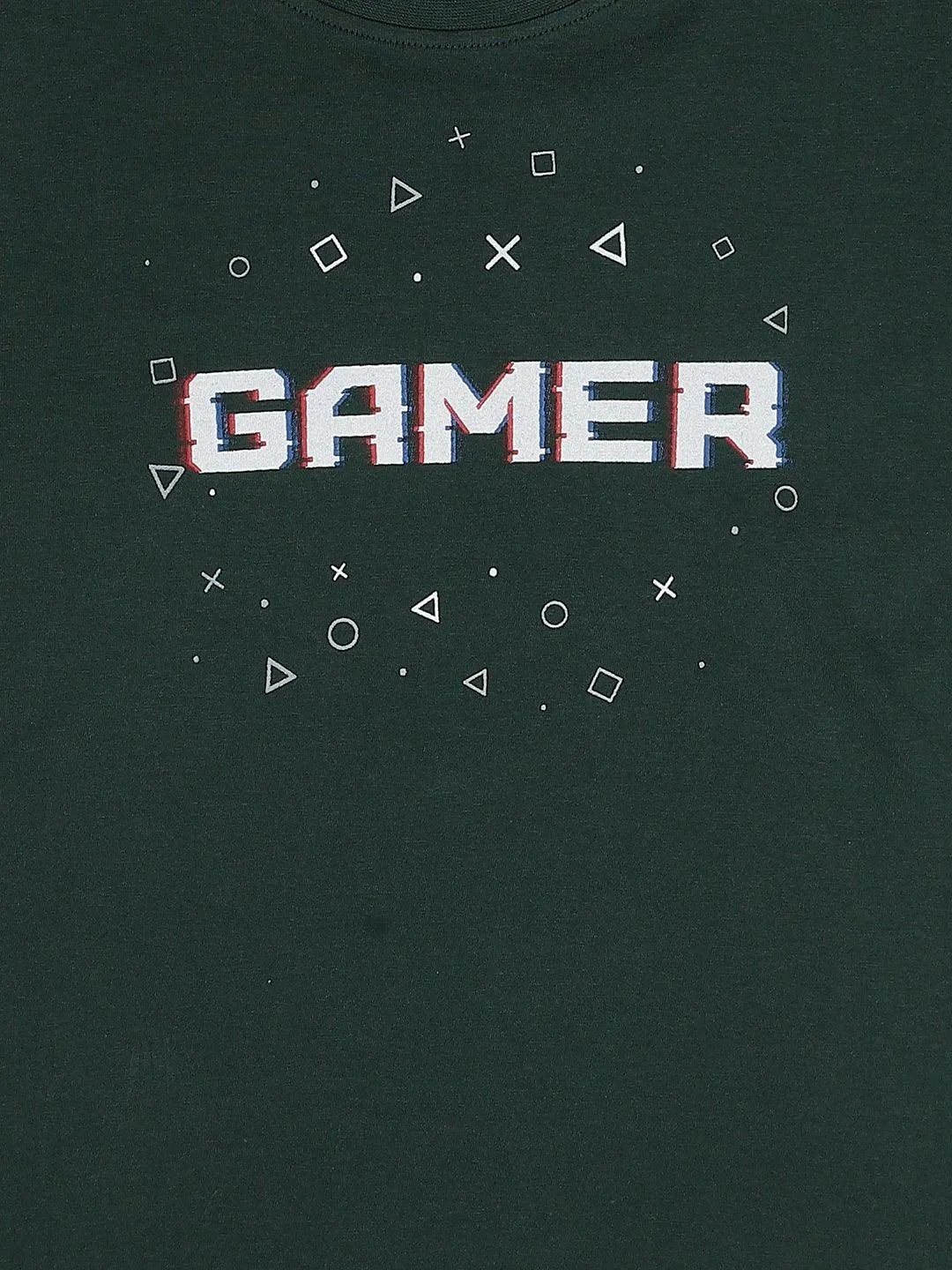 BOY'S GREEN PRINT REGULAR FIT T.SHIRT