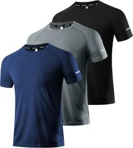 Boyzn 1 or 3 Pack Men's Workout Running Shirts, Dry Fit Moisture Wicking T-Shirts, Sports Gym Athletic Short Sleeve Shirts