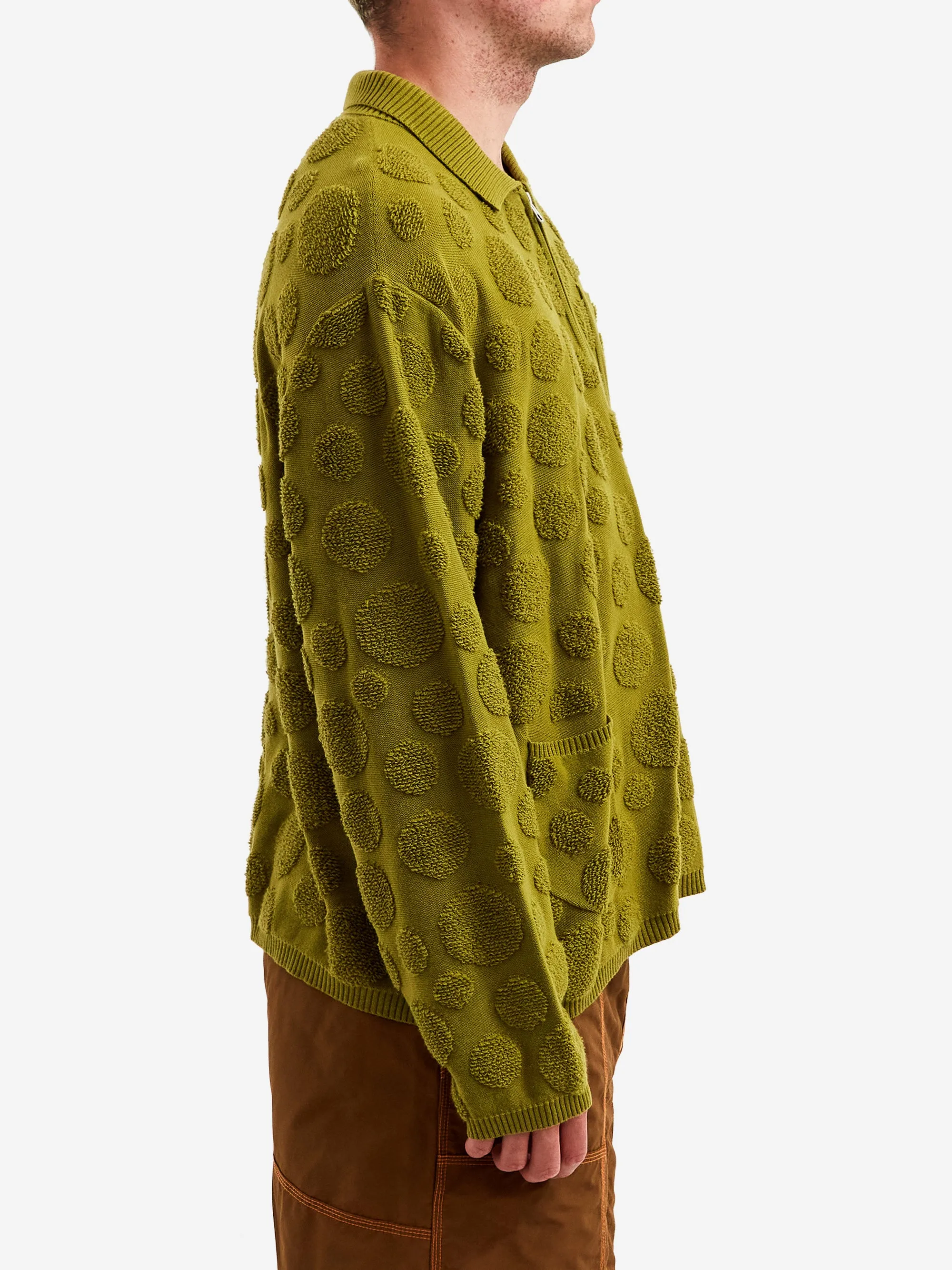 Brain Dead Dot Half Zip Sweater - Moss