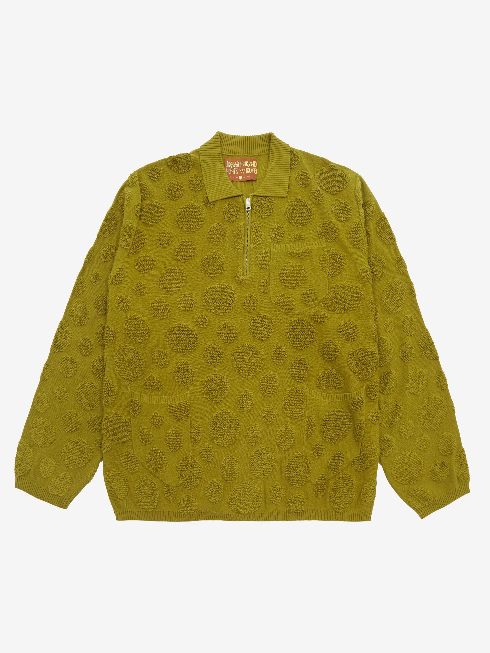 Brain Dead Dot Half Zip Sweater - Moss