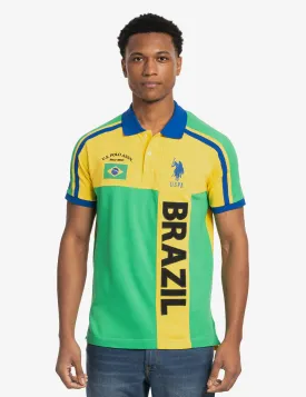 Stylish Brazil-Inspired Vertical Color Block Pique Polo Shirt