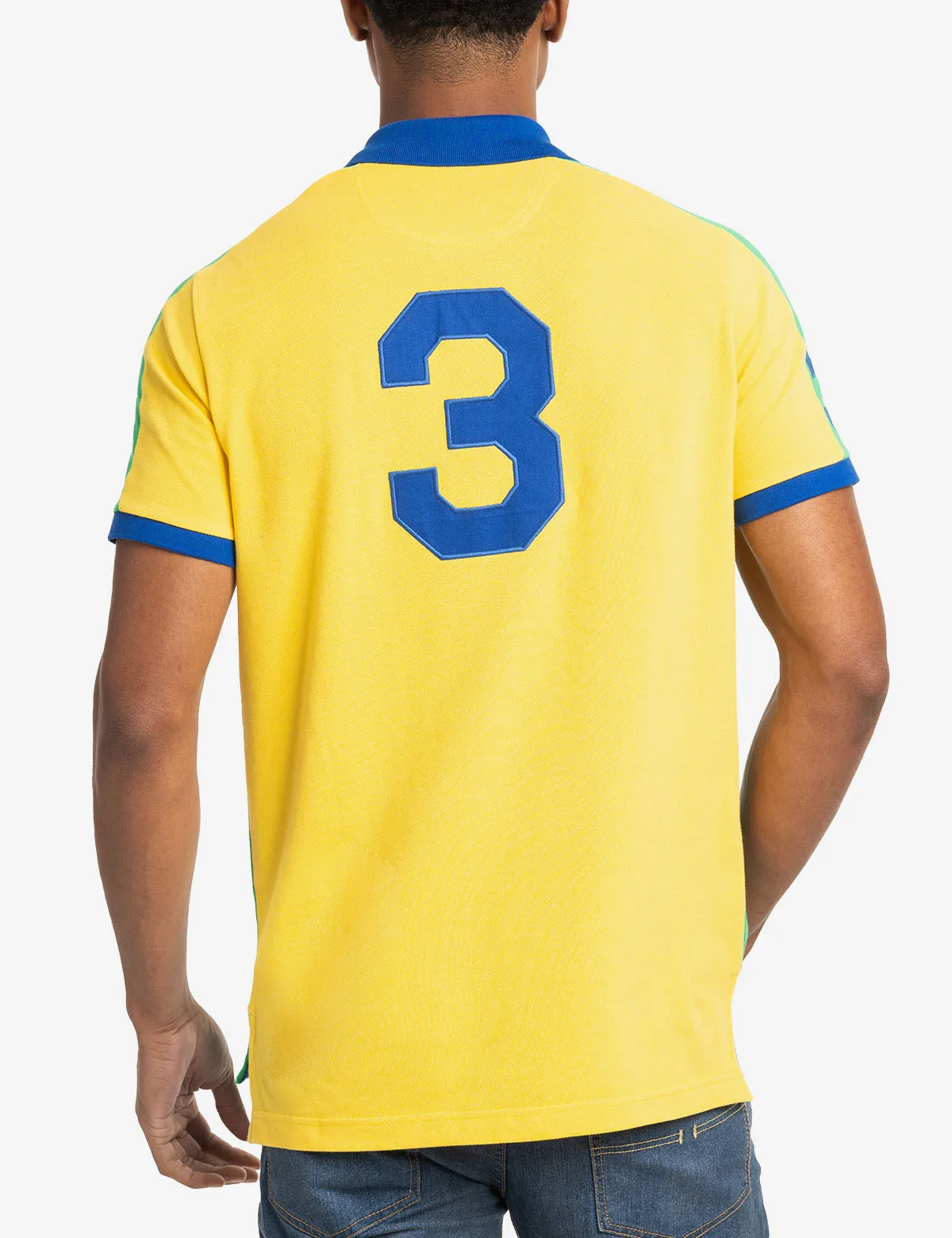 Stylish Brazil-Inspired Vertical Color Block Pique Polo Shirt