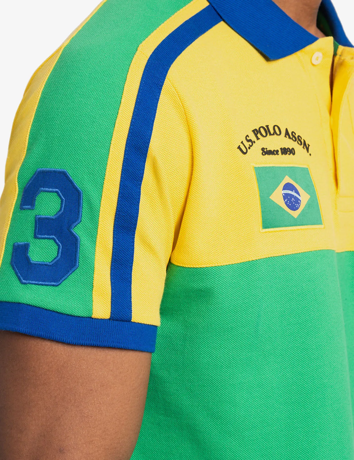 Stylish Brazil-Inspired Vertical Color Block Pique Polo Shirt