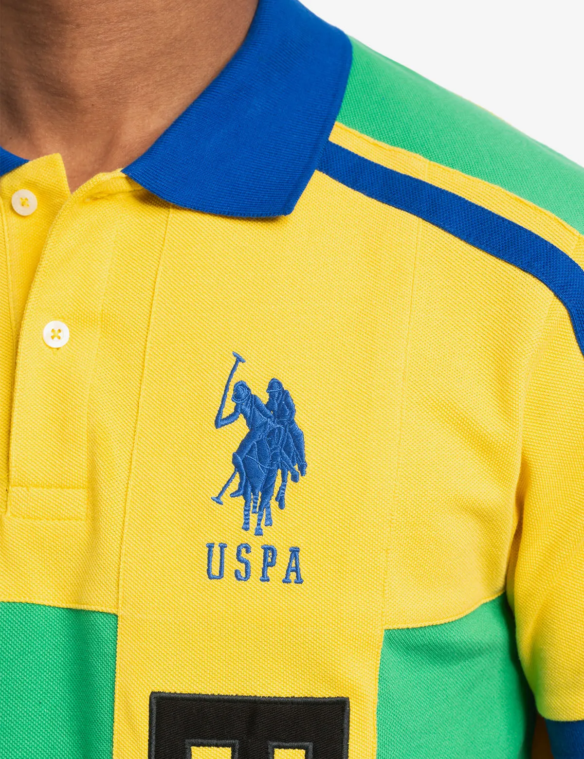 Stylish Brazil-Inspired Vertical Color Block Pique Polo Shirt